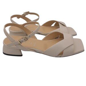 Ron White Brenna Ivory Nappy Leather Strappy Low Heel Sandals SZ 37.5